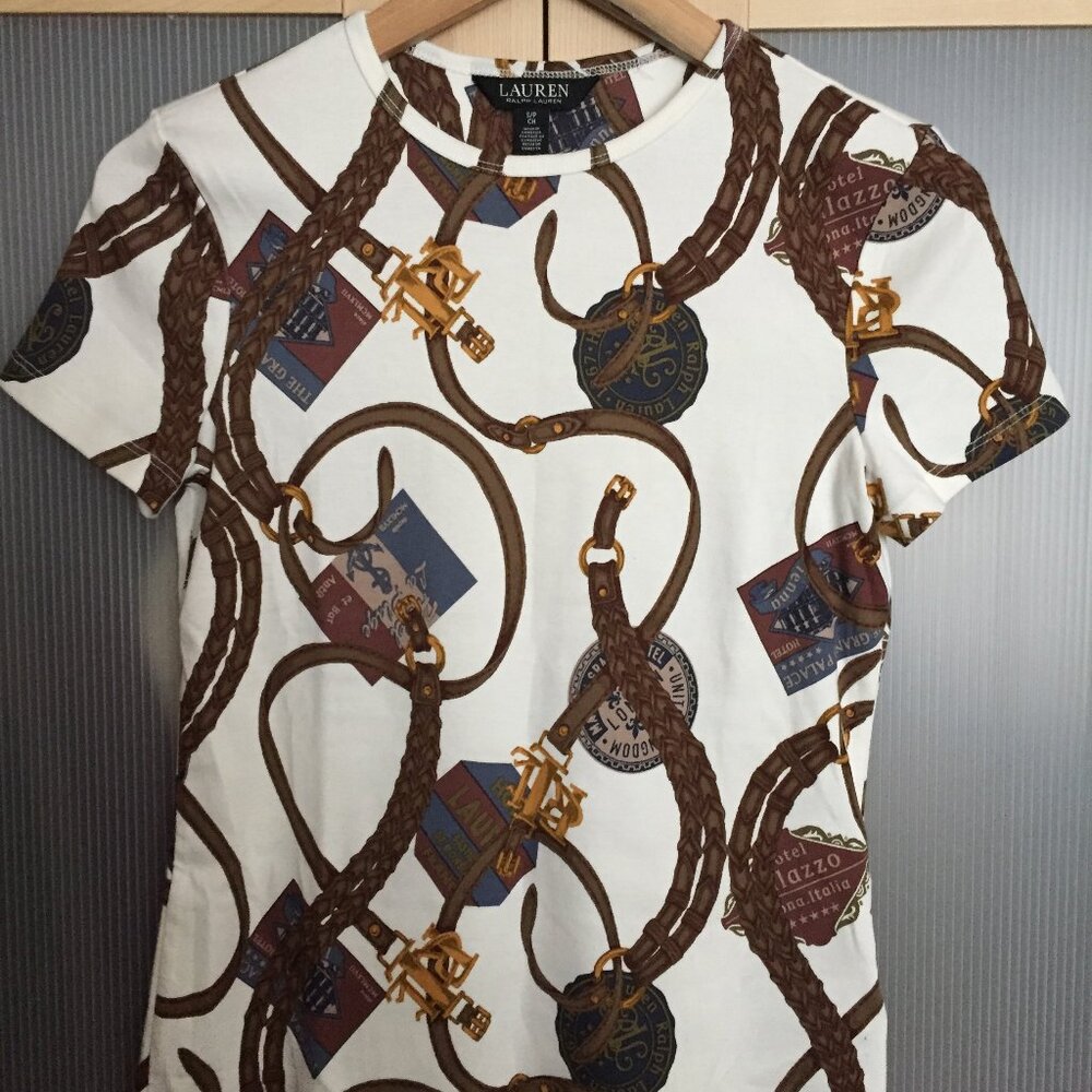 Lauren Ralph Lauren Belting-Print Cotton-Blend Crewneck Tee